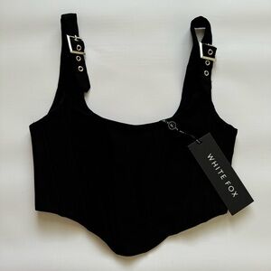 White Fox Boutique Black Corset Tank Top